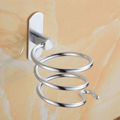 Spiral Hair Dryer Holder, Aluminum Wall Mount for Hair Dryers and Straighteners, Drill-Free Installation, Cord Organizer for Kitchen and Bathroom, Bathroom Accessories (1/4)