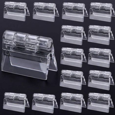Lot de 10 charnières pliantes en plastique transparent résistant, en acrylique transparent Perspex, 45 x 34 mm (1/4)