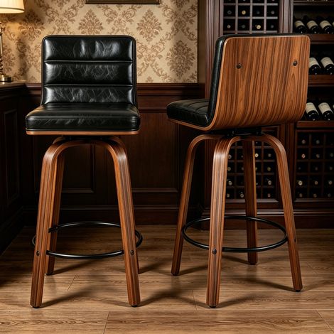 MEUBLIV Tabouret de bar noir 40 x 48 x 90 cm – pivotant 360°, avec dossier (1/5)