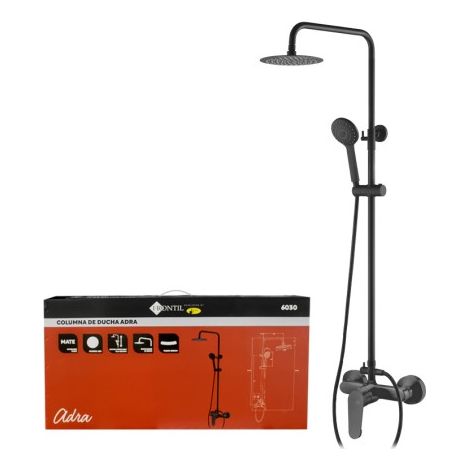 Colonne de douche Frontil Adra Noir mat 23 cm, extensible, mitigeur monocommande en laiton (1/5)