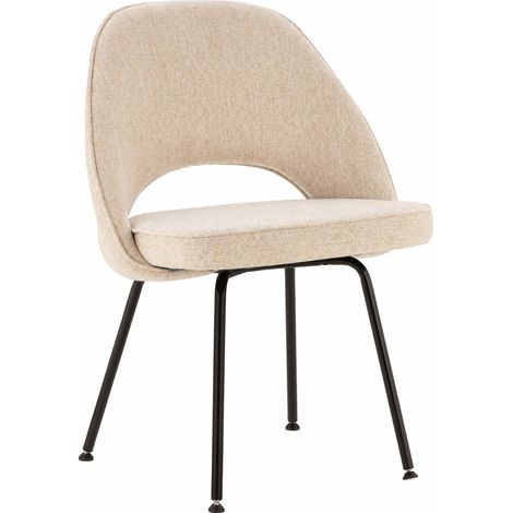 Chaise en tissu blanc à pieds noirs - blanc et noir (1/5)