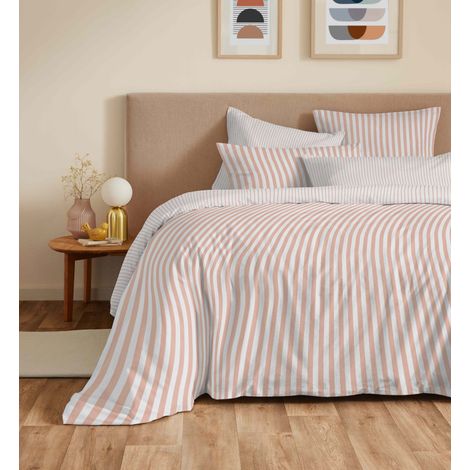 Pack complet housse de couette réversible "Vanessa" 6 pièces pour lit 160 x 200 Palerme Blush