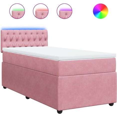 Maison Exclusive - Cama box spring con colchón terciopelo rosa 10 (1/5)