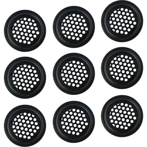 10 Stück schwarze Lüftungsgitter, Grillabdeckung 25 mm, Lüftungsgitter aus Edelstahl, Lüftungsabdeckung für Schränke, Bücherregale, Schuhschränke