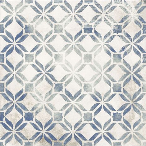 Realonda – Carrelage extérieur antidérapant 32,9x32,9 cm – Grès cérame R11 rectifié 14 mm – Effet carreaux ciment bleu pour terrasse et allée (1/3)