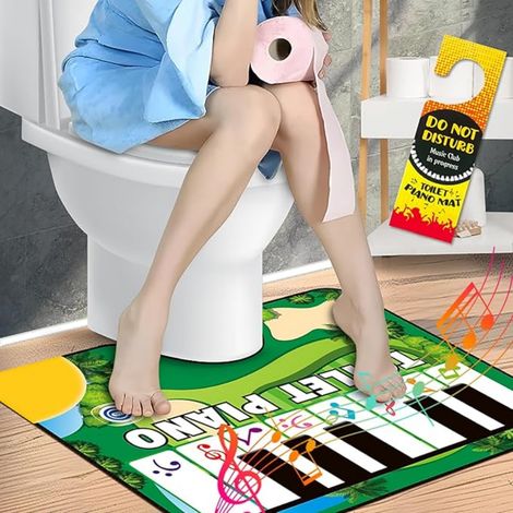 Jeu de piano pour les toilettes, cadeau humoristique pour femmes (maman, épouse, petite amie, sœur, meilleure amie), mini tapis de concert musical pour salle de bain, cadeau amusant et rigolo (1/5)