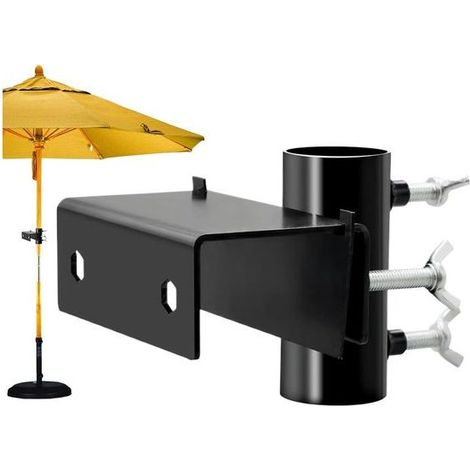 Support Parasol - Pince Fixation Balcon Balustrade - Compatible Mât 10 à 36 mm - Pour Jardin Piscine Plage Pique-nique - Noir (1/2)