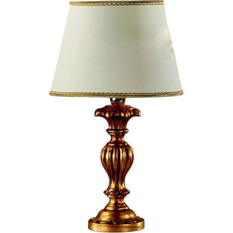 Lumetto In Legno Classico Oro Con Paralume 1 Luce Beccaccia