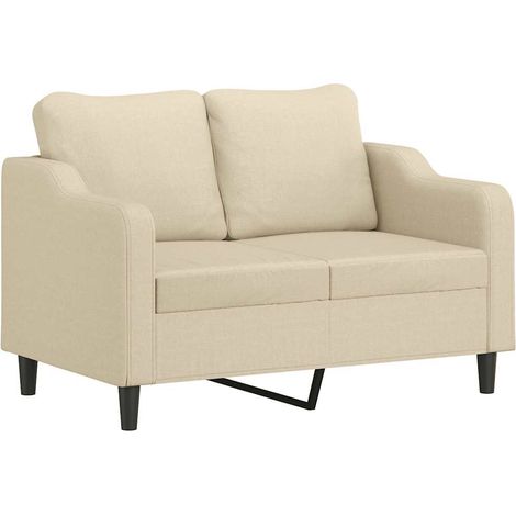 Canapé  Sofa à 2 places Crème 120 cm Tissu (1/5)
