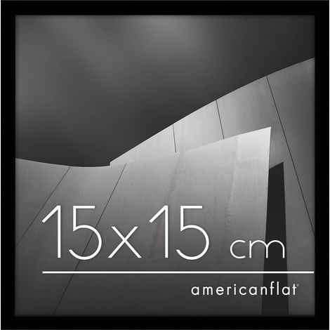 Cadre Photo 15x15 cm Noir - Cadre 15x15 cm avec Bordure Fine, Vitre Antichoc, Chevalet et Matériel de Suspension Intégré pour Mur et Surface Plane (1/5)