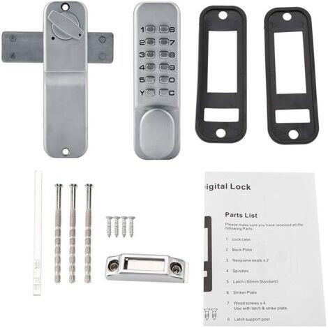 Serrure à Code Mécanique avec Poignée Verrou de Porte D'entrée en Alliage de Zinc-Argent sans Clé Combinaison avec CSerrure à Code Levier par Mot de Passe pour Portes Extérieures des Portes Avant