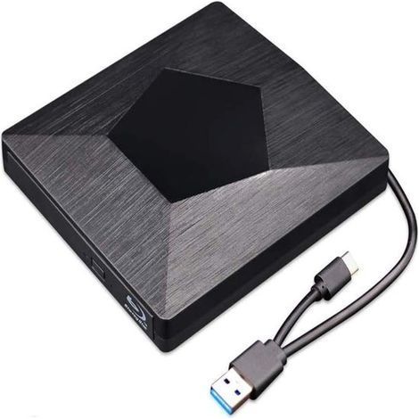 Cardboard - Lecteur et graveur DVD externe - Lecteur DVD/CD pour ordinateur portable et MacBook - Transfert de données et alimentation via USB 3.0 ou USB-C