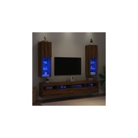 Meubles TV avec lumières LED 2pcs chêne artisanal 30,5x30x102 (1/5)