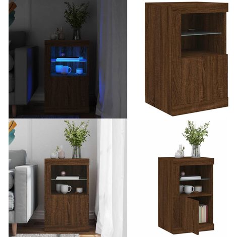 Armoire latérale avec lumières LED chêne marron bois ingénierie - Meuble De Rangement - Armoire Laterale - Luminaire Led - Meuble Moderne - Meubles De Salon - Home & Living (1/5)