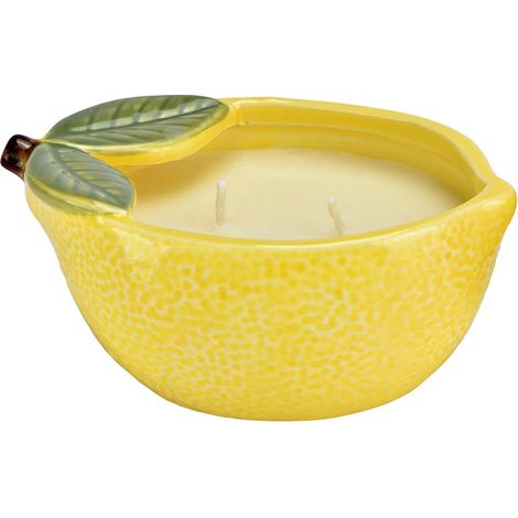 Photophore citron en céramique avec bougie parfumée (1/3)