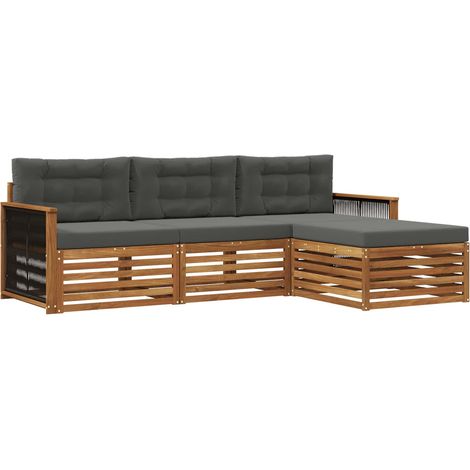 Conjunto de sofás de exterior con cojín Natural y Antracita vidaXL