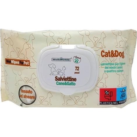 Set 72 Salviette Detergenti per Cani e Gatti Pet (1/2)