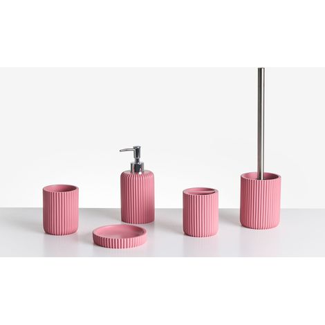 Set di 5 accessori in poliresina rosa per il bagno Suches