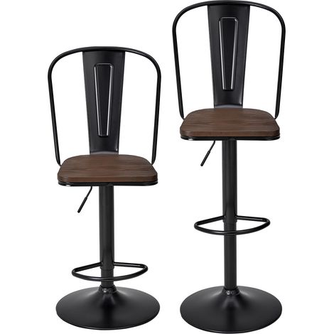 2Pcs Kitchen Adjustable Bar Stool Dining Chair (1/4)