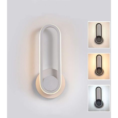 Modern Indoor Wall Lights 3 Color Temperatures 24W LED Wall Light Indoor Wall Lamp 360° Rotation (White) MUMU (1/4)