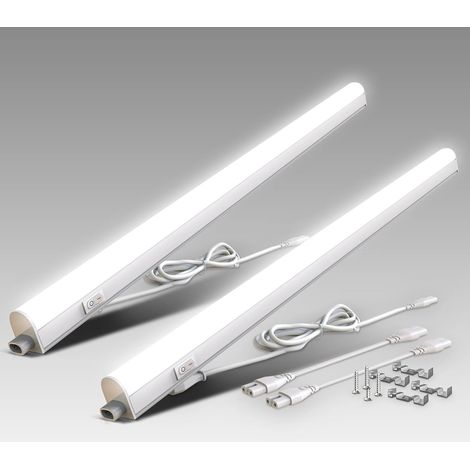 Réglette LED Lot de 2 - 873mm - Blanc Neutre 4000K - Éclairage 1200lm - Cuisine et Atelier - 15W (1/5)