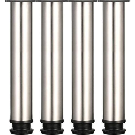 4 pieds réglables - hauteur 250 mm, pieds de meuble épais, hauteur réglable 0-15 mm, pieds de table, pieds de meuble, acier inoxydable brossé - vis en acier inoxydable incluses (1/4)