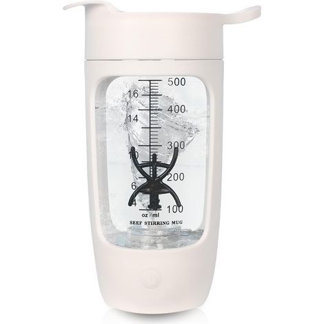 Batidora eléctrica - 600 ml - Batidora eléctrica recargable por USB - Botella mezcladora para batidos de proteínas y batidos de leche (blanca) (1/4)