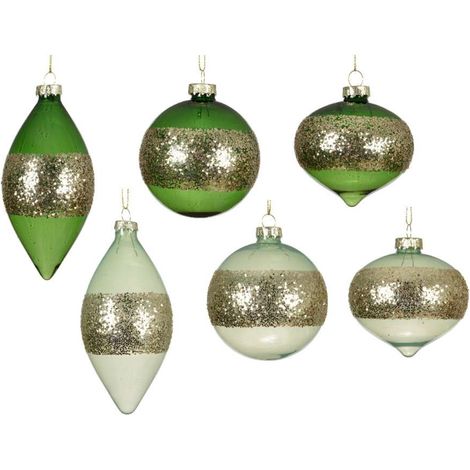 Decoris Palline di Vetro Multicolore con Decorazione Argentata - 8cm