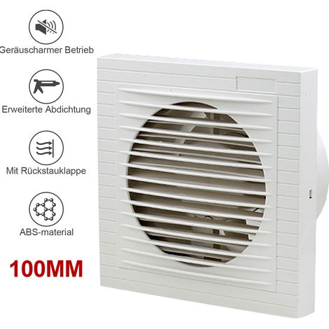Wolketon Badlüfter Ventilator Wandlüfter Leise Weiß WC 100mm Mit Rückflussleitblech