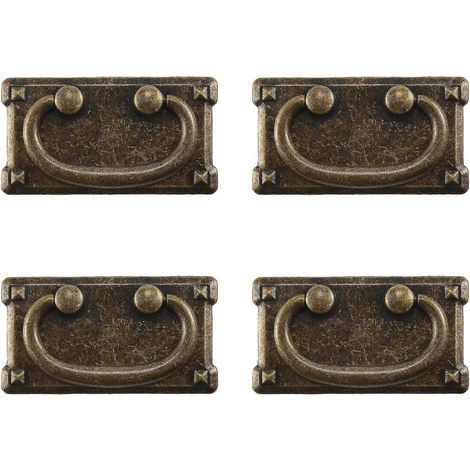 Lot de 4 poignées de tiroir en bronze antique vintage, poignées de porte de meuble décoratives (1/4)