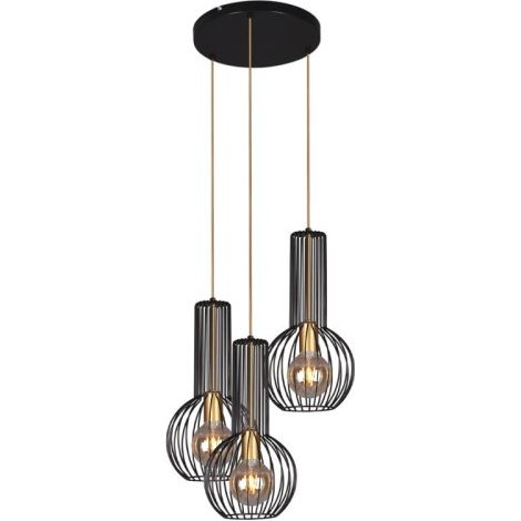 Lampadario moderno nero oro Kaja Arvi K-4522 3xE27