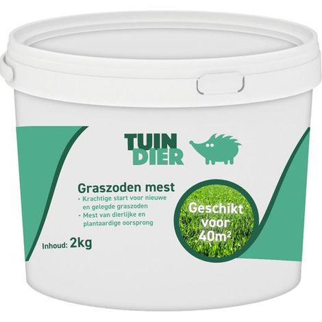Engrais pour gazon Nutrition du gazon 100 % naturel En seau de rangement pratique 2 000 grammes 2 kilogrammes GARDEN-ANIMAL