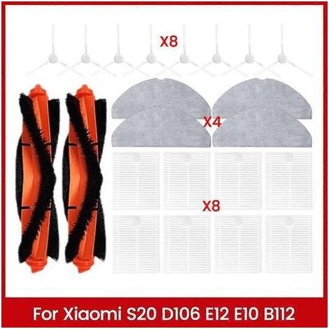 Pièces détachées pour l'aspirateur Xiaomi S20 D106 E12 E10 B112 : brosse latérale principale, filtre HEPA et chiffon de nettoyage. (1/5)
