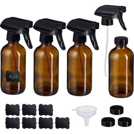 Botellas de spray de vidrio ámbar, juego de 4, protección UV