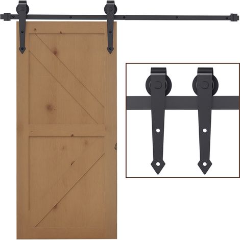Schiebetür-Beschlagsatz, Metall, 2 m, bis 100 kg Belastbarkeit, Braun (1/5)
