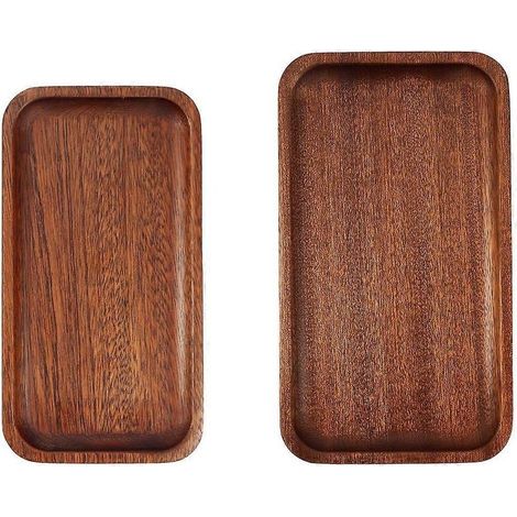 Ensemble de plateaux en bois, idéal pour organiser le comptoir de la salle de bain, servir de plateau de toilette et de planche à charcuterie, ou encore pour ranger bougies, parfums et bijoux. (1/5)