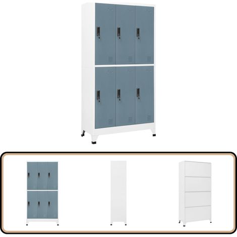 Armoire à casiers Gris clair et gris foncé 90x45x180 cm Acier - Armoire À Casiers - Meuble De Rangement - Armoire Métallique - Armoire Scolaire - Armoire De Bureau (1/5)