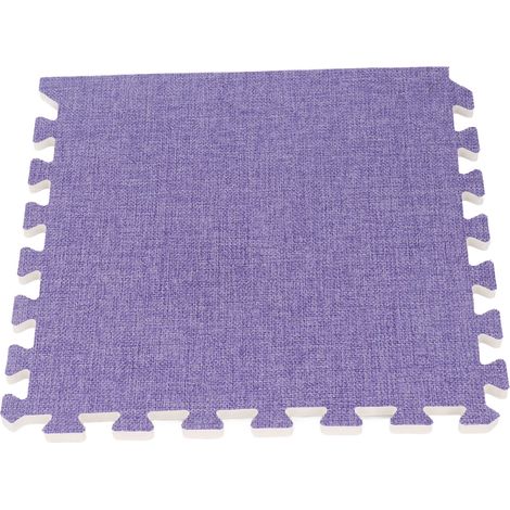 Tapis de sol en coton et lin emboîtable, épais, insonorisant, patchwork, en mousse, pour la maison et la chambre, violet (1/5)