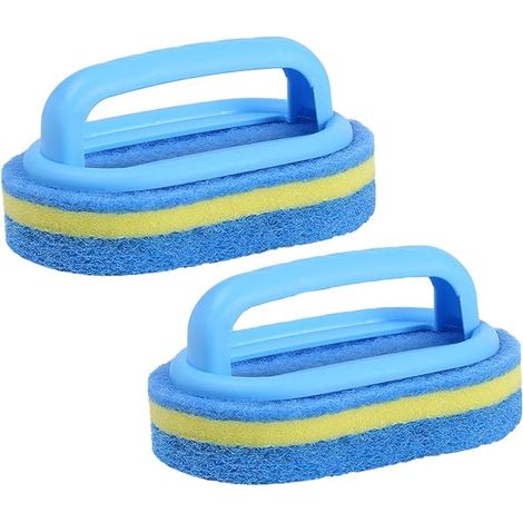 2-teiliges Reinigungsbürsten-Set, Allzweck-Schwammreinigungsbürste mit komfortablem, ergonomischem Griff für Bad, Küche, Badewanne, Toilette, Wand, Boden (Blau) (1/5)