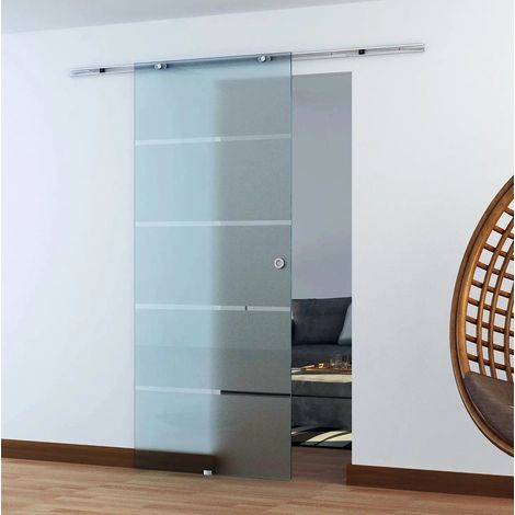 Porte coulissante en verre satiné partiel 775 / 900 / 1025 x 2050 mm, 8 mm, REDOM (1/5)