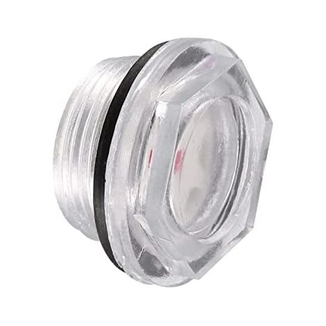 Voyant de niveau d'huile METERXITY avec joint torique, raccord de compresseur en plastique transparent de 27 mm pour le contrôle du niveau d'huile de pompe à air, noir et blanc (1/5)