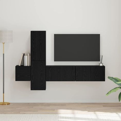 TV-Schrankset 5 pcs Schwarz Eichen-Optik Holzwerkstoff