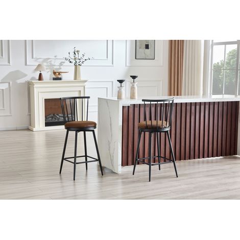 Tabouret de bar moderne en métal style Windsor, assise rembourrée, hauteur standard 75 cm, pour îlot cuisine, bar & restaurant – look industriel, vintage et minimaliste (1/4)