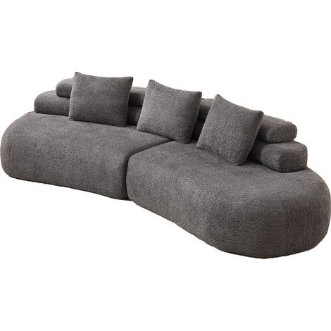 Modulares Gebogenes Chenille Sofa, Ohne Armlehnen, Cashew-Design, Anthrazitgrau (1/5)