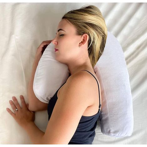 Oreiller pour dormeurs latéraux  Oreiller en forme de J pour dormeurs latéraux  Oreiller pour dormeurs latéraux avec ouvertures pour les oreilles  Oreiller en forme de cygne  Soutien de la nuque et de (1/5)