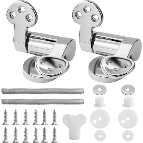 Kit de fixation pour siège de WC en alliage de zinc, pièces de fixation pour couvercle de WC avec système d'abaissement automatique et accessoires de montage, ferrures de siège de toilette Soft Close (1/5)