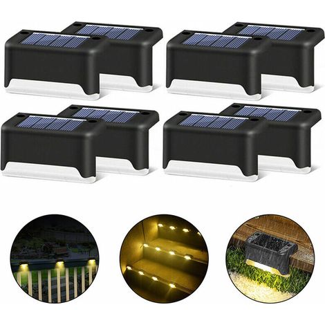 4pcs LED Lampe Solaire Chemin D'escalier Extérieur Lumières de Jardin Solaire Étanche Balcon Décoration Lumineuse pour Patio Clôture D'escalier éclairage solaire(black warm light) (1/5)
