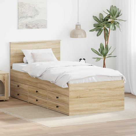 Tagesbett Sonoma Eiche und Schwarz 100 x 200 cm Holzwerkstoff