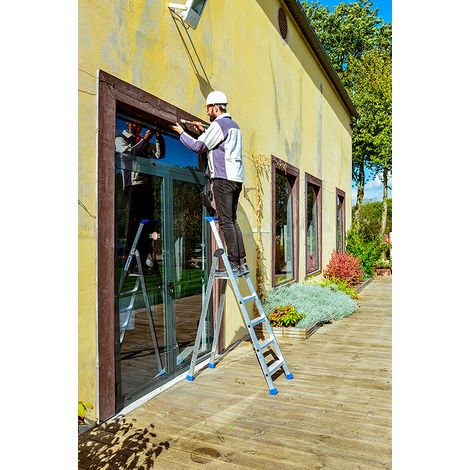 Tubesca Comabi – Escabeau 6 marches aluminium – Hauteur de travail max. 3.36m – Patins antidérapants pour stabilité – 2375106