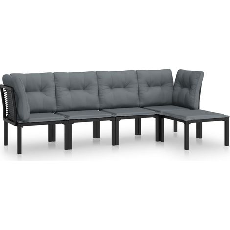 Maison Exclusive - 5-tlg. Garten-Lounge-Set Schwarz und Grau Poly